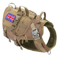 Taktinė šunų įranga be įtempimo Pet Liemenė Vidutinio dydžio didelių šunų dresūra Molle šunų vaikščiojimo įranga ir kišenės M-Chest 55-80cm