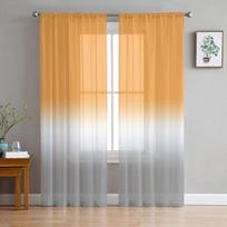 Žydros Turkio Violetinės Spalvos Gradiento Pusiau Skaidrios Užuolaidos Svetainei Miegamajam Tule Langų Užuolaidos Virtuvės Dekoravimui 135W x 114H(cm) beige
