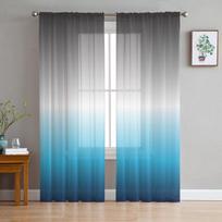 Žydros Turkio Violetinės Spalvos Gradiento Pusiau Skaidrios Užuolaidos Svetainei Miegamajam Tule Langų Užuolaidos Virtuvės Dekoravimui 135W x 160H(cm)