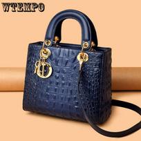 Moteriška rankinė Krokodilo vienspalvė rankinė per petį Retro kasdienė laisvalaikio rankinė Crossbody 22*11*19cm mėlyna