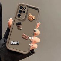 3D animacinio meškiuko kavos pieno telefono dėklas, skirtas „Samsung Galaxy S25 S24 Ultra S23 FE S22 Plus S21 A54 A34 A55 A13 A04 A05S A05 A03 A03S A04S“ silikoniniam dėklui Samsung Galaxy A36 kava