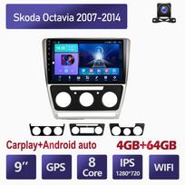 2 Din Android automobilinis radijas Carplay, skirtas Skoda Octavia 2007–2014 automobiliniam daugialypės terpės vaizdo grotuvas Navigacija GPS WIFI Android 2 Din 4+64GB 4+64GB