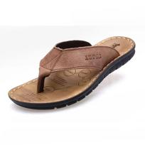 Vasariniai batai Vyriškos šlepetės Natūrali oda Paplūdimio šlepetės Lauko neslystančios Vyriškos flip-flop sandalai Vyriški laisvalaikio odiniai sandalai 43 chaki