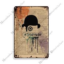 Mechaninis apelsinas Plakatas Klasikinis filmas Metalo ženklas Rūdyjęs Vintažinis plakatas Namų baras Klubas Pub Kavinė Teatras Kino dekoras Metalo ženklai 20X30CM black
