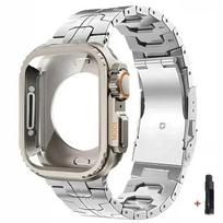 Prabangus titano apyrankė + dėklas Apple Watch Ultra juostai 44mm 45mm 46 49MM Titano jungtis IWatch Series 10 9 8 7 6 5 4 45mm series 9 8 7 gray