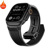Prabangus dirželis Apple Watch juostai Ultra 3 49mm Series 11 10 46mm 9 8 7 45mm Sportinis silikoninis apyrankės diržas Iwatch 6 SE 5 44mm Ultra2/3 49mm &Black juoda