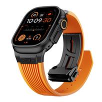 Prabangus dirželis Apple Watch juostai Ultra 3 49mm Series 11 10 46mm 9 8 7 45mm Sportinis silikoninis apyrankės diržas Iwatch 6 SE 5 44mm Ultra2/3 49mm &Black oranžinė