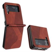Prabangus dėklas Samsung Z Flip 4 5 6 Flip3 5G Odinis šarvuotas galinis dangtelis Samsung Galaxy Z Flip 7 FE dėklui Z Flip 3 5 6 7 Funda Samsung Z Flip 7 FE ruda