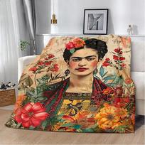 Animacinis F-Frida Spausdintas pledas Pikiniko pledai Šiltas pledas Minkštas ir patogus pledas Namams Kelionėms Gimtadienio dovana 30x40in gray