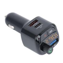 Automobilinis Bluetooth adapteris V5.0 FM Bluetooth siųstuvas MP3 muzikos grotuvas su dviguba USB įkrova black