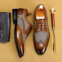 Vyriški odiniai batai verslo formaliai laisvalaikio britų retro stiliaus Brogue raižyti džinsai, individualūs jaunimo vestuviniai batai 44 geltona