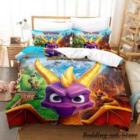 Spyro Reignited Trilogy Patalynės Kolekcija Viengulis Twin Pilnas Karalienės Karaliaus Dydžio Lovos Kolekcija Suaugusiųjų Vaikų Miegamojo Antklodės Užvalkalų Kolekcijos Anime Žaidimas 70x133cm 2pcs