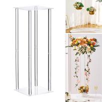 Akrilinė gėlių stova stulpas geometrinis skaidrus postamentas aukšta vaza namams 60cm white
