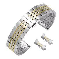 Nerūdijančio plieno apyrankė 20 mm 21 mm 22 mm 18 mm 19 mm laikrodžio dirželiui Tissot T006 MIDO Classic Oris Seiko lenktu galu 14mm auksas/sidabras