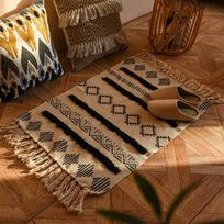 Šiaurietiško stiliaus pintas kilimas su kutais 60x90cm Skalbiamas Etninis kilimas Boho Retro Namų dekoracija Miegamajam Virtuvei Svetainei 60x90cm 23.6x35.4in black