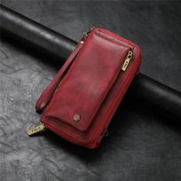 Magnetinis nuimamas piniginė-rankinė odinis dėklas iPhone 16 15 14 Plus 13 12 11 Pro Max XR XS 7 8 Plus kortelių laikiklis dangtelis For iPhone XR raudona