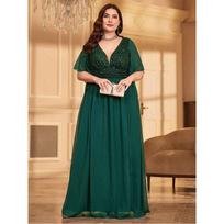 Didelio dydžio vakarinės šventinės suknelės Ilgas chalatas 3XL Dark green XXXL black