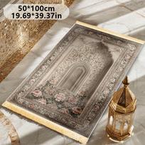 VIKAMA Mėtų Žalumos Gėlių Arkos Islamo Maldos Kilimas Poliesterio Nešiojamas Musulmonų Salah Kilimėlis Ramadanas Senovinis Namų Dekoras Maldos Kilimas 70x110cm