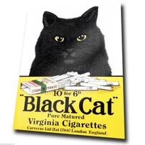 ŽENKLAS METALINĖ SIENINĖ PLOKŠTELĖ JUODAS KATĖ Cigarečių Vintažinis Reklaminis Plakatas paveikslo spaudinys Aliuminis 30x40cm(11.8x15.7inch) black