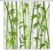 Bambuko Dušo Užuolaida Žalias Bambuko Miškas Medis Japonų Azijietiškas Menas Rustic Laukinė Gamta Augalas Vaizdingas Akvarelė Šviežias Spa W110H175(CM)-1 Pcs