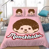 Mielas M-Monchhichi-Animacinis Antklodės Užvalkalų Rinkinys Namų Stiliaus Patalynė Minkštas Skalbiamas Medvilninis Lovos 3 Dalių Rinkinys Studentų Bendrabučio Dovana 135x200cm brown