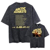 Arctic Monkeys Music Album Washed Short Sleeved Round Neck Yk Tshirt Men Clothing New in Top  Tees Mens TShirt Camisetas M gray
