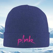 New Pink text exclamation design black backdrop Unisex Women Unisex Knitted Hat Beanie Pullover Cap Winter Thermal Warm Christmas O blue