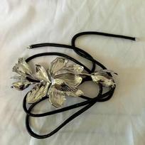 European Retro Tulip Leather Waist Chain Belt sidabras
