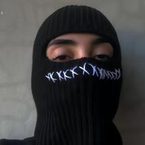 Unisex Helovino Velniuko Ragų 1 Skylės Balaklava Megzta Kepurė Y2K Vintažinė Gotikinė Žieminė Šilta Vėjui Atspari Kepurė M 56-58cm