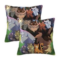 Karingieji katinai Fireheart Bluestar 2 vnt. kvadratinė pagalvės užvalkalas Pagalvės užvalkalas Pagalvės užvalkalas Užtrauktukas Dekoratyvinė Komforto Pagalvė Namams Short plush 18*18(CM)-2Pcs
