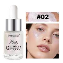 SAM SUGAR Body Shimmer Oil Dropper 12ml Liquid Highlighter Face and Body Luminizer Party Glow Glowing Oil Illuminating Makeup 2# beige
