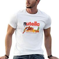 Iconic Nutella lazdyno riešutų kakavos tepalo dizaino marškinėliai tvirti kasdieniai darbo marškinėliai M white