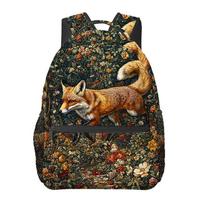Animacinis gyvūnas Lapė Pilnas spaudinys Mokyklinė kuprinė Didelės talpos Atsitiktinė Universali Vidurinės mokyklos Naštos mažinimas pencil case black
