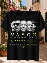 Vasco Rezidencijos Šou Roma 2027 Olimpinis Stadionas Grafika su Penkiais Ekspresyviais Vienspalviais Veidais ir Unisex Visi Marškinėliai M gray