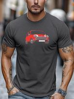 Unisex Light Blue Crew Neck Tee Classic Red Mini Cooper Retro Compact Car Illustration Vintage Auto Fan Soft Cotton Male Tops XL gray