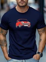 Unisex Light Blue Crew Neck Tee Classic Red Mini Cooper Retro Compact Car Illustration Vintage Auto Fan Soft Cotton Male Tops 4XL black
