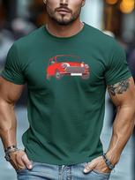 Unisex Light Blue Crew Neck Tee Classic Red Mini Cooper Retro Compact Car Illustration Vintage Auto Fan Soft Cotton Male Tops S blue