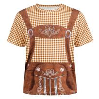 Bavaria beer 3D printed t-shirt mens casual streetwear oversized top Oktoberfest lederhosen german fashion 3XL beige