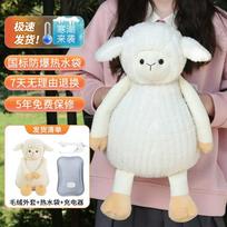 2025 New Model Rechargeable Hand Warmer, Cute Plush Warm Pad, Gift for Girlfriend, Bed Warming Magic Device, Hot Water Bottle Long-Legged Sheep / Five-Year Warranty white
