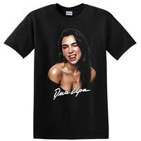 Dua Lipa portreto marškinėliai Skaitmeninis menas Popmuzikos dainininkės Gerbėjo Grafinis stilius Marškinėliai XXXXL brown