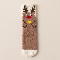 Women's Christmas Cute Mid-Calf Warm Socks for Sleep and Indoor Floor Wear One Size white