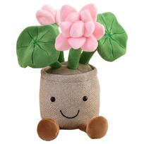 30Cm Lotus Plush Flower With Legs Stuffed Pink Purple White Plant Smiling Face Plushie Home Office Decoration Gift 30cm