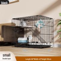 Double Layer Indoor Cat Cage Villa with Toilet - Spacious Cat House gray