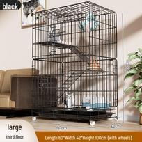 Double Layer Indoor Cat Cage Villa with Toilet - Spacious Cat House