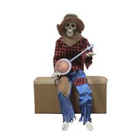 Helovino Banjo Šiaudinis Žmogus Grojantys Skeletai Animatronika Banjo Skeletai Dekoracija Helovinui Patalpoje Lauke Kieme Vejai Šventei black