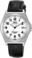 Citizen Q&Q SOLARMATE H060-304 Men's Solar Analog Watch, White Dial, Black Leather Band, Date Display, 5 ATM Water Resistant gray