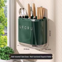 Wall-Mounted Kitchen Shelf with Chopstick, Knife Holder & Cabinet Storage gray