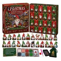 Christmas Countdown Calendar 24-Day Gnome Advent Calendar, Faux Diamond Art Ornaments DIY Kit, Handmade Hanging for Tree Wreath Home Decor Party gray
