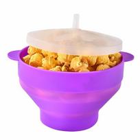 Collapsible Silicone Microwave Popper Popcorn Maker With Lid Microwave Popcorn Bowl Fruit Bowl Multifunction Diy Bowl 1Pc Purple beige