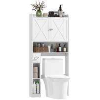 Tualeto spintelė, virš unitazo esantis blokas su tvarto durų spintelėmis, reguliuojama lentyna, skyreliais ir popieriaus laikikliu, balta 81.5 x 19.6 x 172 cm